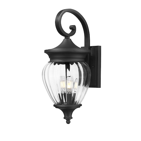 Z-Lite Davina 3 Light Outdoor Wall Light, 9in. W x 21.5in. H, Black 5016M-BK